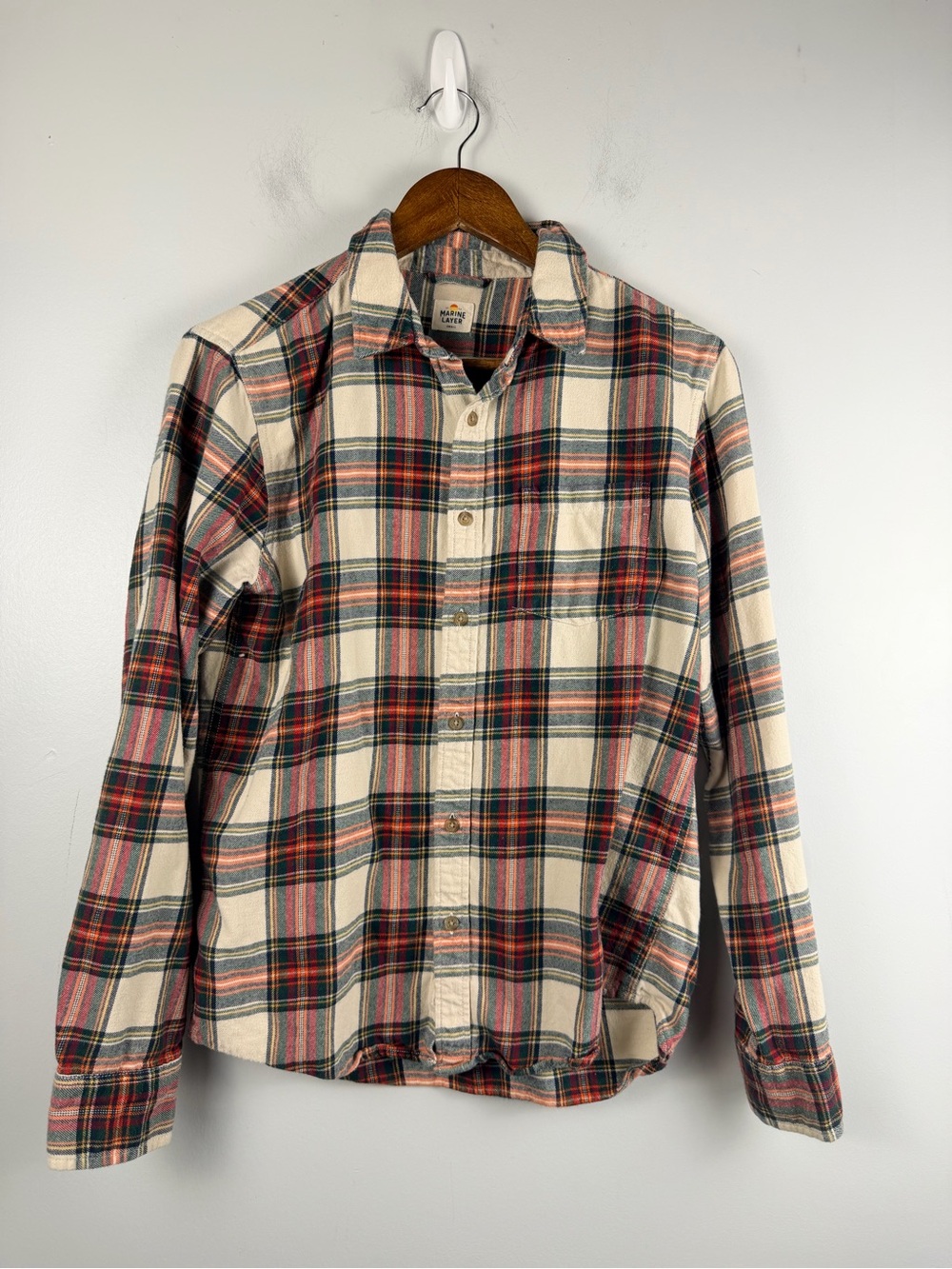 MARINE LAYER 100% Cotton Tartan Plaid Flannel Long Sleeve Button Up Shirt Small